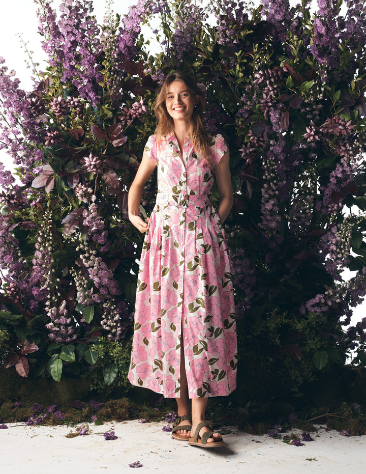 Arabella Maxikleid aus Baumwolle-Rosa Strahlende Blüte