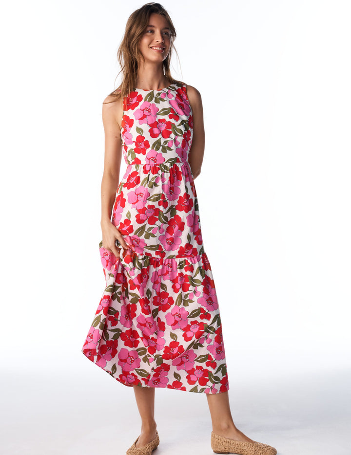 Ärmelloses Popeline-Kleid-Rosa Strahlende Blüte